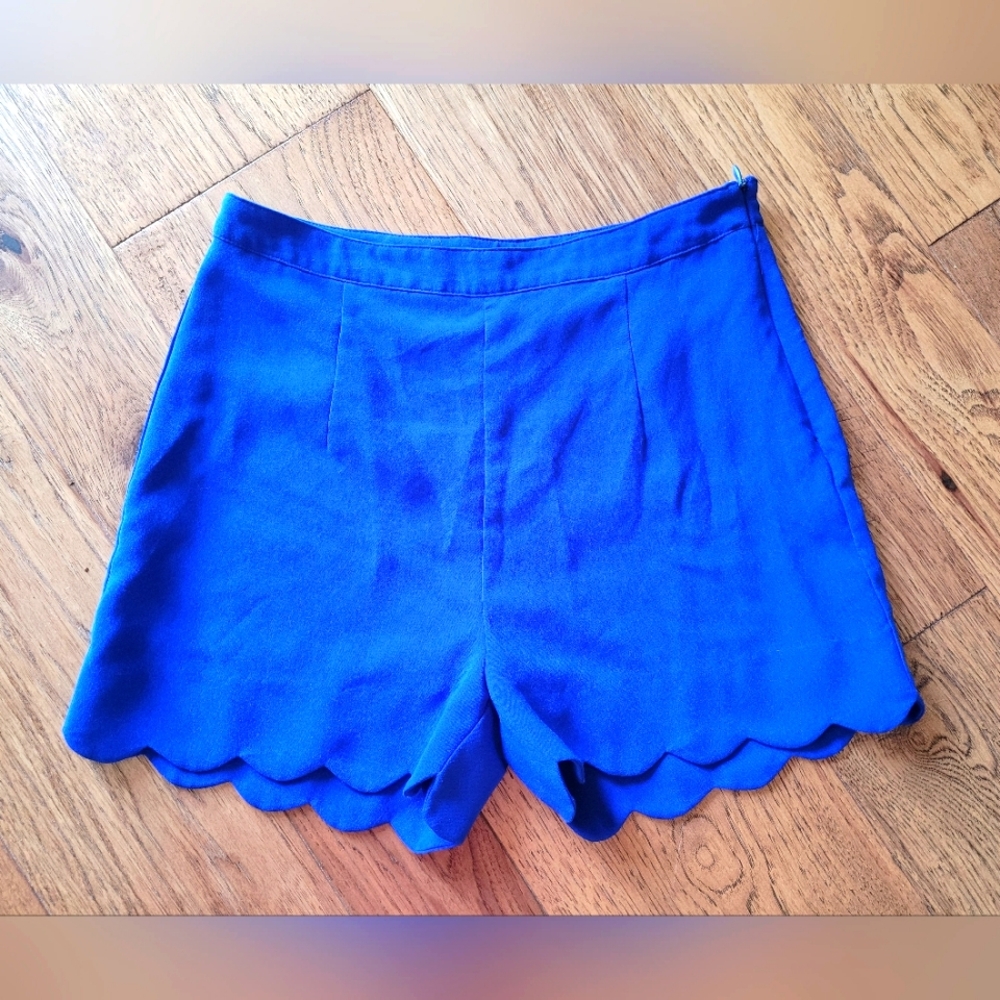 Blue Scalloped Hem Shorts By Double Zero Women's Size M